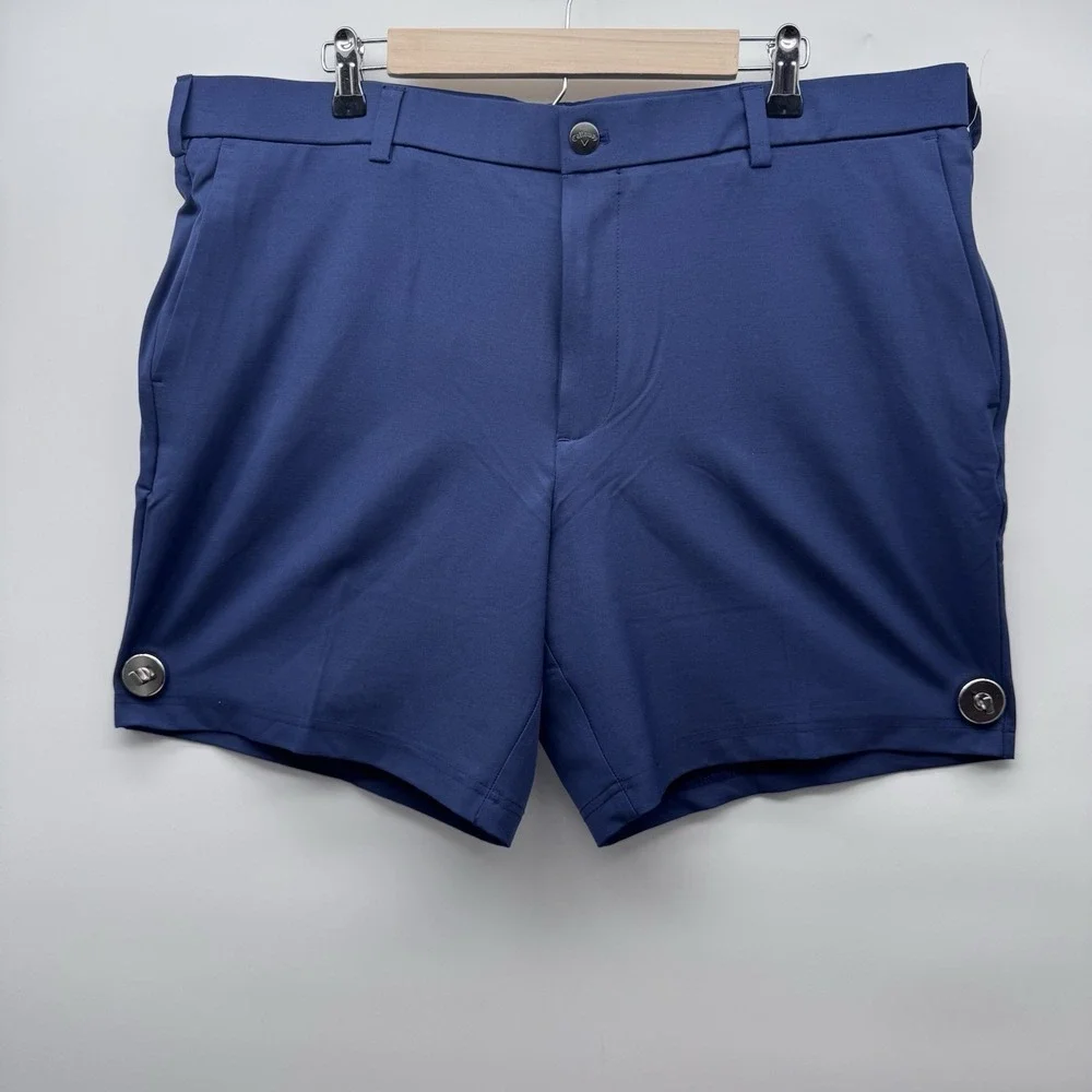 Callaway Men's 40 Flat Front Solid Golf Shorts Opti Dri Stretch Blue